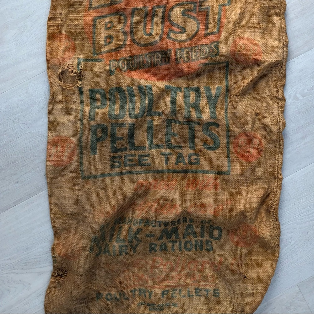 Vintage 1940’s Poultry Feed Burlap Sack - Picture 6 of 14